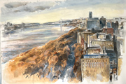 <em>Hudson River Overlook from 103rd Street
    </em>2023 oil on paper